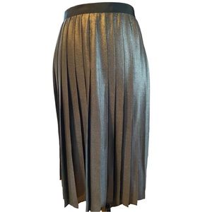 Lands End Women’s Pleated Shiny Charcoal Grey Skirt (12)